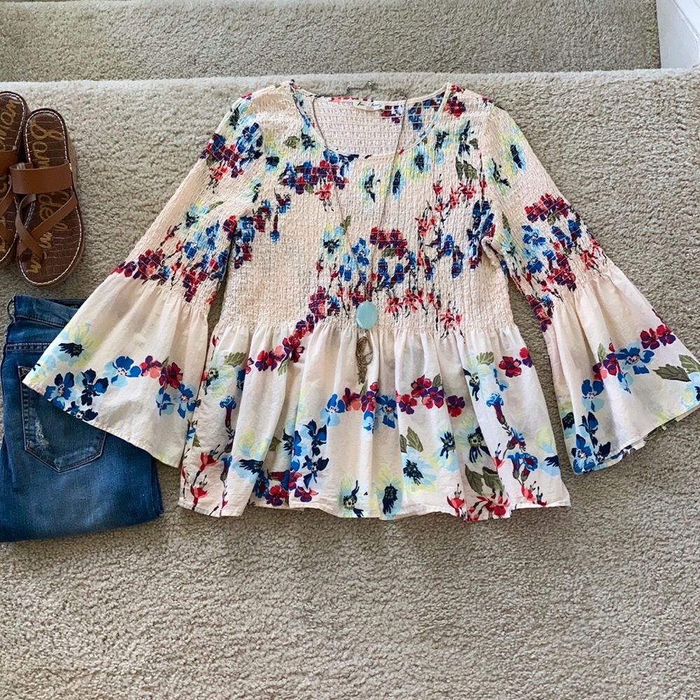 Jane and Delancey Smocked Bell Sleeve Top - Picture 1 of 6